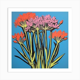 Agapanthus 1 Pop Art Illustration Square Art Print