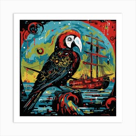 Parrot On A Ship Art Print