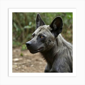 Hybrid wolf gorilla with large ears of an African Wild Dog a hairless appearance like Mexican hairless dog 2 Art Print