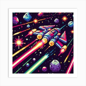 8-bit spaceship Art Print