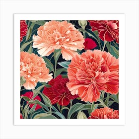 Carnations Seamless Pattern Art Print