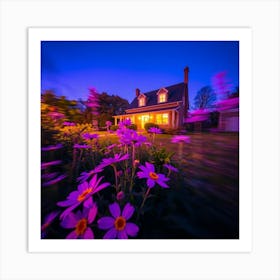 Purple Flowers At Dusk Art Print