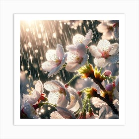 Cherry Blossoms In The Rain 2 Art Print