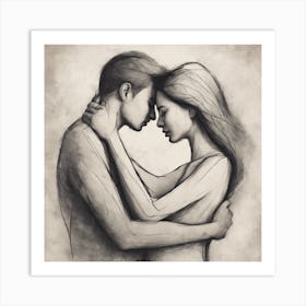 Couple Hugging 5 Art Print