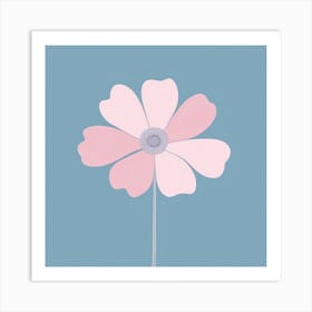 A White And Pink Flower In Minimalist Style Square Composition 718 Art Print