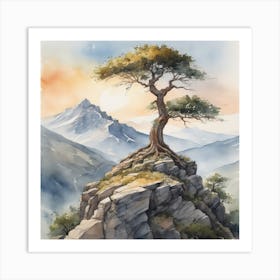 Lone Tree In The Mountains 7 Art Print