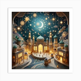 Islamic City With Moon And Stars Art Print