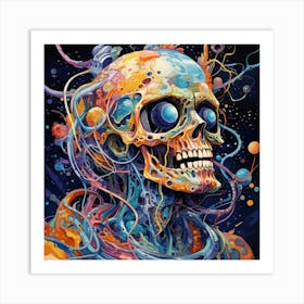 Skull In Space Art Print