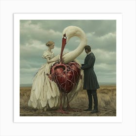 Swan With A Heart Art Print