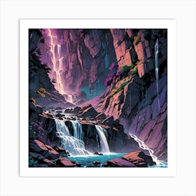 Rock Face Waterfall Art Print