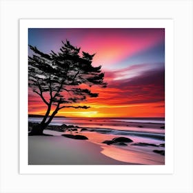 Lone Tree At Sunset 3 Art Print