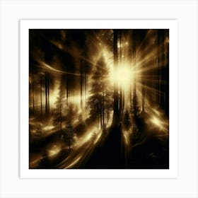 Golden Light In The Forest 1 Art Print