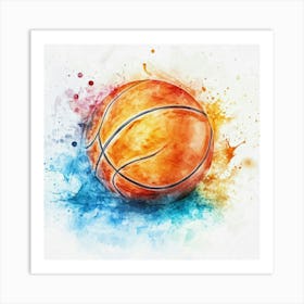 Watercolor Basketball Painting 3 Art Print