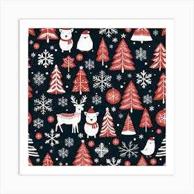 Christmas Seamless Pattern Art Print