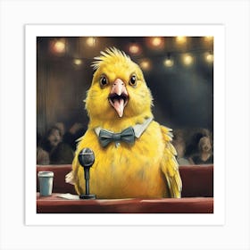 Bird With A Microphone Art Print