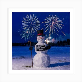 A Photo Of A Snowman With A Top Hat And 8 D8nnciqouubjb7glcrxw Up7s7ewlttaywj7c5tuleg Art Print