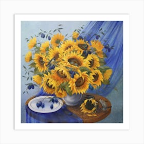 Stillleben Mit Sonnenblumen �lmalerei Art Print