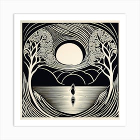 A Mysterious Abyss Composed Of Lino cut, 119 Art Print