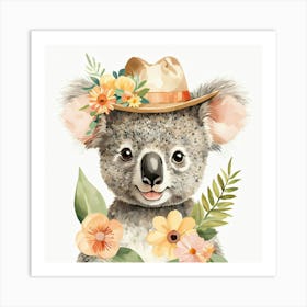 Floral Baby Koala Nursery Illustration (17) 1 Art Print