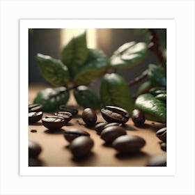 Coffee Beans On A Table 1 Art Print