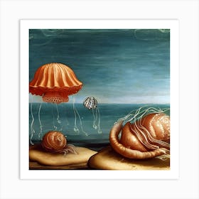 Amber Flying Jelly 4 Art Print