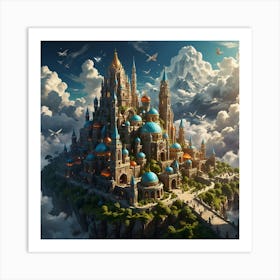 Fantasy Castle In The Sky 1 Art Print