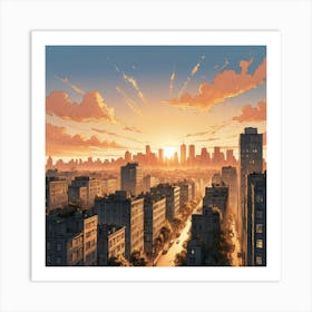 Sunset Cityscape Art Print