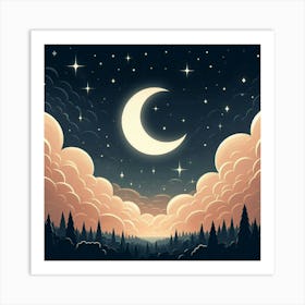 Night Sky With Clouds Art Print