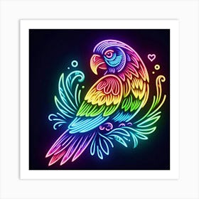 Neon Parrot Art Print