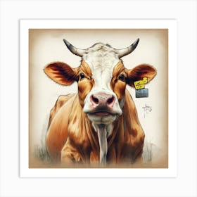 Cow With Ear Tags Art Print