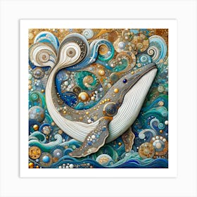 Whales in the style of Collage 1 Art Print