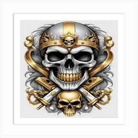 Skull With Swords Art Print