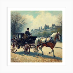 Carriage On A Cobblestone Street Art Print