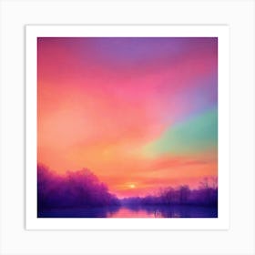 Sunset Over The Lake 3 Art Print