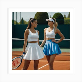 Two Women On Tennis Court Art Print
