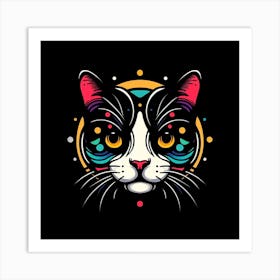 Cat Head Vector Illustration Art Print