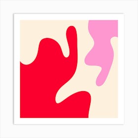 Abstract modern shapes pink, red Art Print