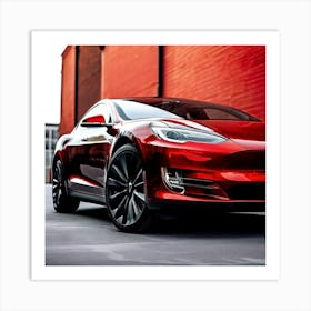 Tesla Car Automobile Vehicle Automotive Electric Brand Logo Iconic Innovative Technology Art Print