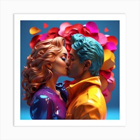 Kissing Couple Art Print