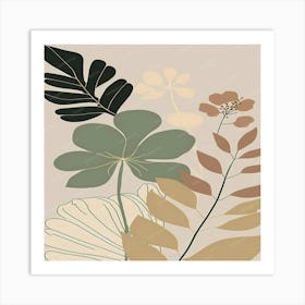 Abstract boho Leaves Art Print