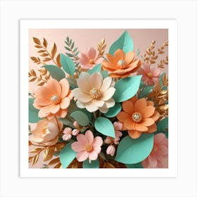 3d Flower Bouquet Art Print