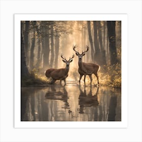 Deer In The Woods Art Print