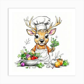 Chef Deer 20 Art Print