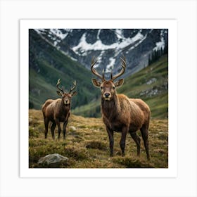 Elk In The Mountains Art Print