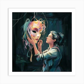 Woman Holding A Mask Art Print