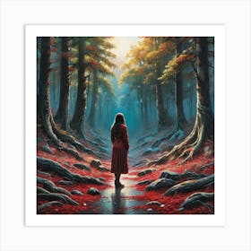 Girl In The Woods 4 Art Print