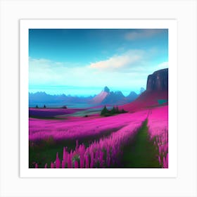 Pink Flower Field Art Print