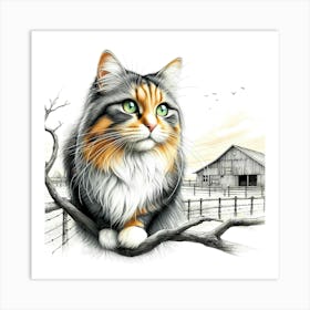 Feline Cat Creative Artwork Illustration 73 Art Print