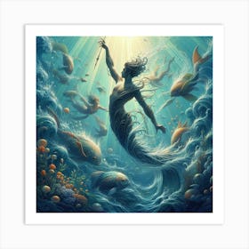 Swimming Mermaid Art Print