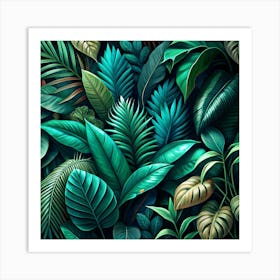 Tropical Leaves Pattern Art Print